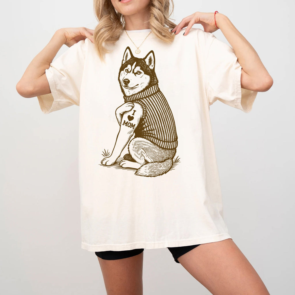 Siberian Husky "I Love Mom" Tattoo Shirt