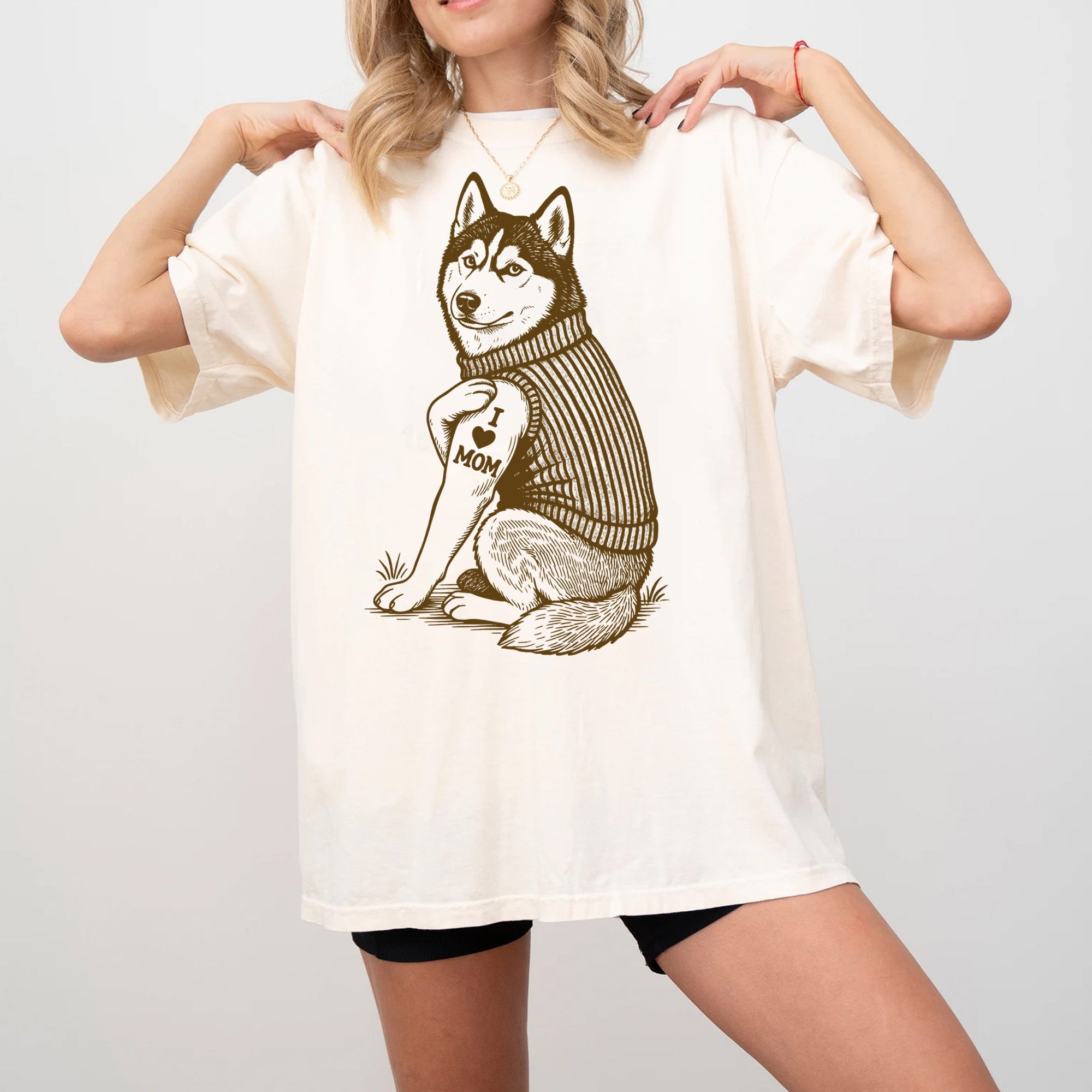 Siberian Husky "I Love Mom" Tattoo Shirt